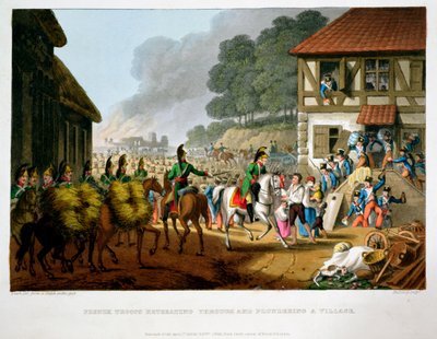 "Francia csapatok visszavonulva és kifosztva egy falut", 1816 alkotó: Matthew Dubourg