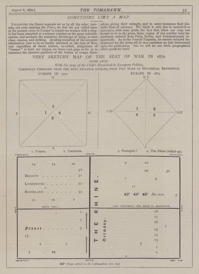 Nagyon vázlatos háborús térkép 1870-ben (színes litó) alkotó: Matthew