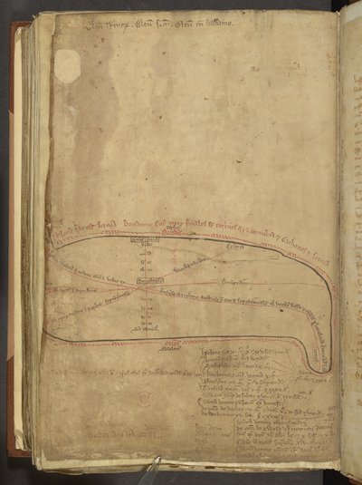 Cotton MS Nero D 1 f.187v római katonai utak, 