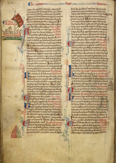 Royal 14 C. VII, f.116v III. Henrik király szélrajza a La Manche csatornán át Bretagne-ba hajózik, a kísérőszöveg egy részével a szerző saját kezében, illusztráció a „Historia Anglorum”-ból alkotó: Matthew Paris