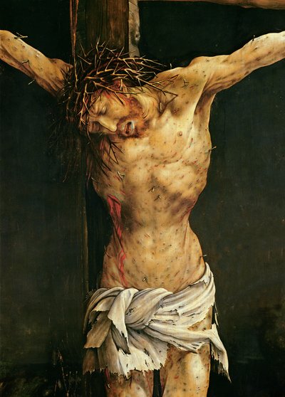 Krisztus a kereszten, részlet az Isenheimi oltárkép központi keresztrefeszítési táblájáról, 1512-15 körül (olaj, tábla). alkotó: Matthias (c.1480-1528) Grunewald
