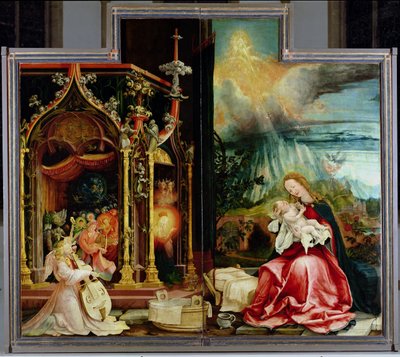 Az Isenheim-oltárkép. Központi panel: Angyalok és betlehemes hangverseny, 1506-1515 alkotó: Matthias Grünewald
