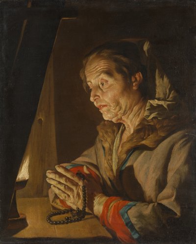 Imádkozó öregasszony, az 1630-as évek vége vagy az 1640-es évek eleje. alkotó: Matthias Stomer