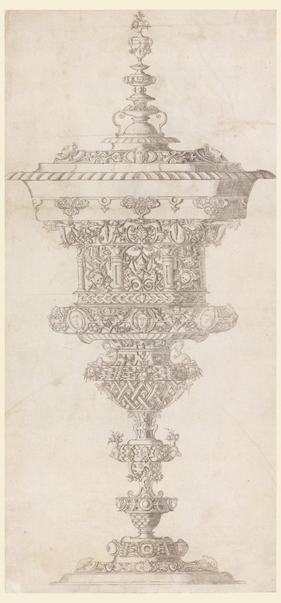 Álló pohár fedővel, a "Novum opus cratero graphicum..."-ból alkotó: Matthias Zündt
