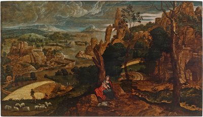 Táj a többiekkel az egyiptomi menekülésben, 1540-1545. alkotó: Matthijs Cock