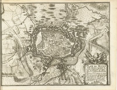 Beleg van Bergen, 1709 Az Alliez csapatok által ostromlott Mons Ville Forte (...) térképe. Narancs hercegének parancsnoksága alatt (...) (cím a tárgyon) alkotó: Matthijs Pool (possibly)