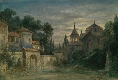 Színpadterve G. Verdi A sors ereje című operájához, 1875 alkotó: Matvey Andreyevich Shishkov