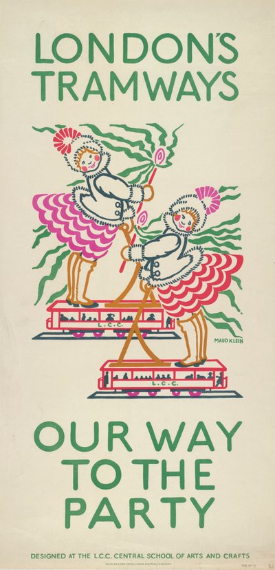 „Utunk a bulihoz”, London Megyei Tanács LCC Tramways plakátja, 1924 alkotó: Maud Klein