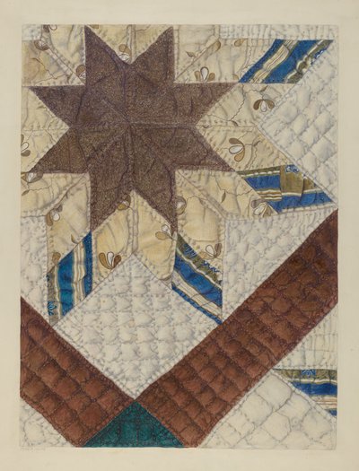 Double Star Patchwork Quilt, c. 1939. alkotó: Maud M Holme