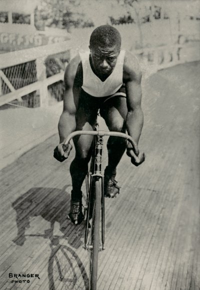 Major Taylor amerikai kerékpáros portréja ( 1878) alkotó: Maurice-Louis Branger