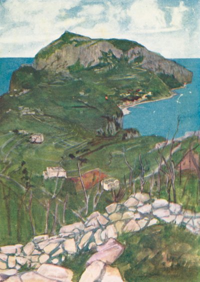 Capri a Villa Jovis felől (színes litográfia) alkotó: Maurice (after) Greiffenhagen