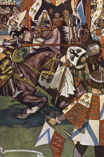 Illusztráció Sir Walter Scott Ivanhoe című művéhez (színes litográfia) alkotó: Maurice (after) Greiffenhagen