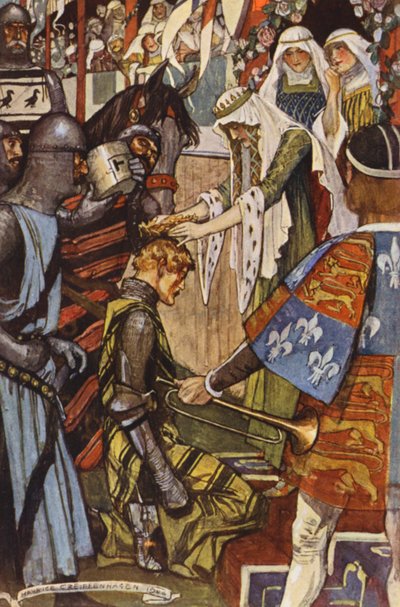 Illusztráció Sir Walter Scott Ivanhoe című művéhez (színes litográfia) alkotó: Maurice (after) Greiffenhagen
