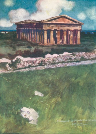 Neptunusz temploma, Paestum (színes litográfia) alkotó: Maurice (after) Greiffenhagen