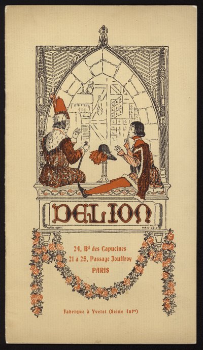 Borítóillusztráció a párizsi Delion által 1908-ban kiadott kalapkatalógushoz (litho) alkotó: Maurice Berty