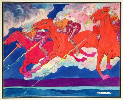 Attila égből alászálló légiói, 1920 körül (akvarell, papír) alkotó: Maurice Berty