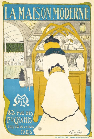 A "La Maison Moderne" párizsi művészeti galériát hirdető plakát, amelyet Julius Meier-Graefe nyitott meg 1899-ben, 1898-ban alkotó: Maurice Biais