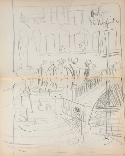 Olasz vázlatfüzet: Bridge St. Margarita 67. és 68. oldal, 1898-1899. alkotó: Maurice Brazil Prendergast