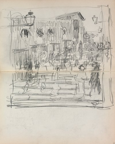Olasz vázlatfüzet: Híd figurákkal, 93. és 94. oldal, 1898-1899. alkotó: Maurice Brazil Prendergast