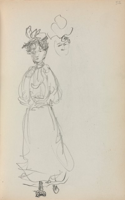 Olasz vázlatfüzet: Álló nő, arc 52. oldal, 1898-1899. alkotó: Maurice Brazil Prendergast