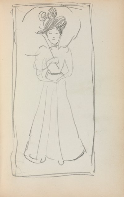 Olasz vázlatfüzet: Álló nő napernyővel 233. oldal, 1898-1899. alkotó: Maurice Brazil Prendergast