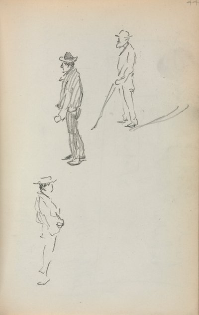 Olasz vázlatfüzet: Három álló férfi 44. oldal, 1898-1899. alkotó: Maurice Brazil Prendergast
