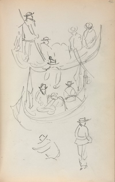 Olasz vázlatfüzet: Két gondola ábrákkal, 1898-1899. alkotó: Maurice Brazil Prendergast