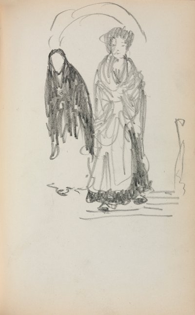 Olasz vázlatfüzet: Két álló nő 123. oldal, 1898-1899. alkotó: Maurice Brazil Prendergast
