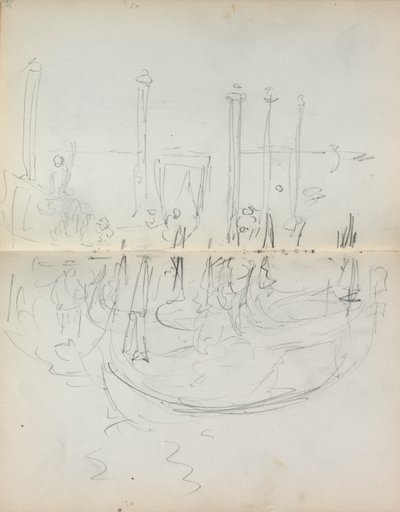 Olasz vázlatfüzet: Velencei kikötő 37. és 38. oldal megtekintése, 1898-1899. alkotó: Maurice Brazil Prendergast