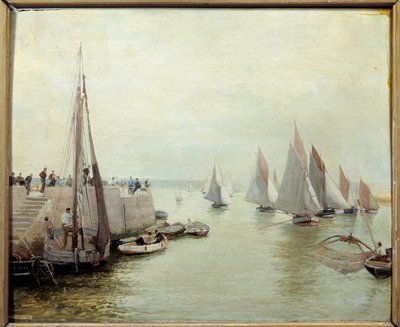 A halászat visszatérése 1880-ban. Courant Maurice festménye (1847-1925) alkotó: Maurice Courant