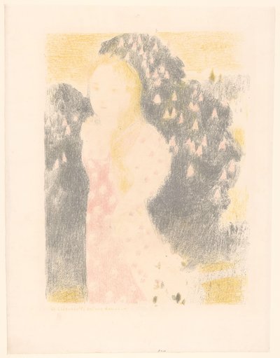 Lány egy virágzó bokor előtt Les crépuscules ont une douceur (cím a tárgyon) Szerelemábrázolások (sorozat címe) Amour (sorozat címe) alkotó: Maurice Denis