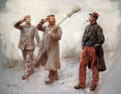 Német fogolytáborban Dinanban (Bretagne, Franciaország) Maurice Orange rajza alkotó: Maurice Henri Orange