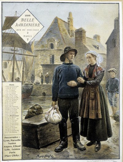 A breton halászok indulása Új-Fundlandra – bolti naptár” La Belle Jardinière”” alkotó: Maurice Henri Orange
