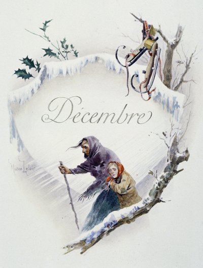December „” A hónap dala””, Jérôme Doucet, illusztráció - Maurice Leloir, szerk. Reims 1904. L. Michaud alkotó: Maurice Leloir