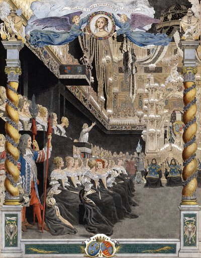 Az angol Henriette Anne (Henriette-Anne) (1644-1670) temetése a Saint Denis-bazilikában (Saint Denis) augusztus 21-én alkotó: Maurice Leloir
