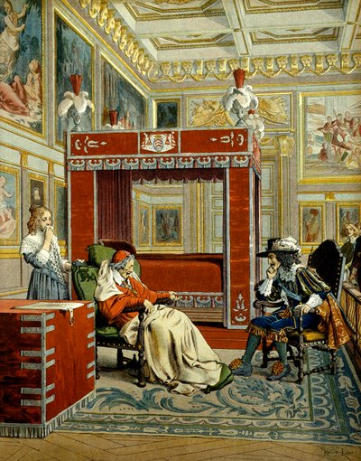 Franciaország története: XIII. Lajos utolsó látogatása Richelieu bíborosnál (Armand Jean du Plessis alkotó: Maurice Leloir