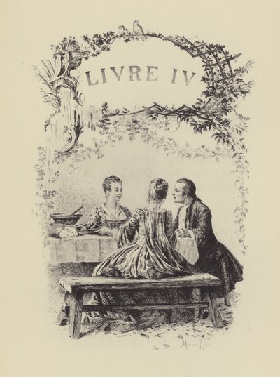 Illusztráció Jean-Jacques Rousseau vallomásai IV. könyvéhez (metszet) alkotó: Maurice Leloir