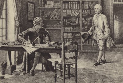 Illusztráció Jean-Jacques Rousseau vallomásai IX. könyvéhez (metszet) alkotó: Maurice Leloir