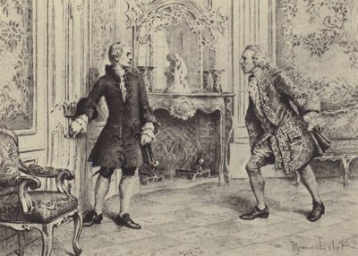 Illusztráció Jean-Jacques Rousseau vallomásai VII. könyvéhez (metszet) alkotó: Maurice Leloir