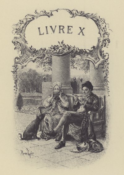 Illusztráció Jean-Jacques Rousseau vallomásai X. könyvéhez (metszet) alkotó: Maurice Leloir