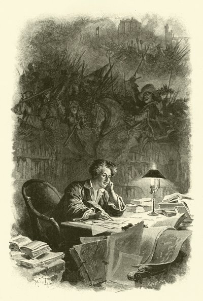 Illusztráció a három testőrhöz (metszet) alkotó: Maurice Leloir
