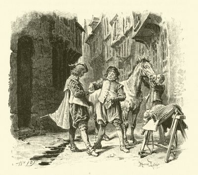 Illusztráció a három testőrhöz (metszet) alkotó: Maurice Leloir