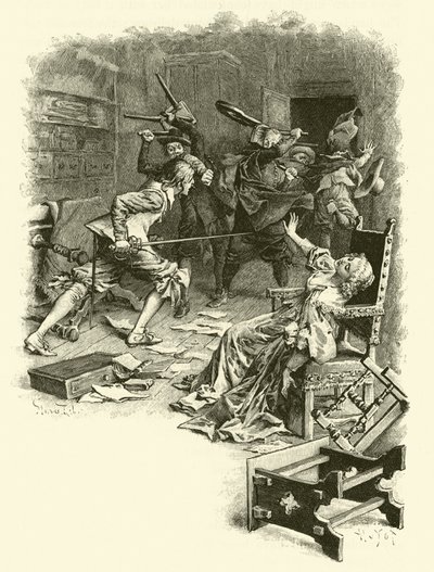 Illusztráció a három testőrhöz (metszet) alkotó: Maurice Leloir