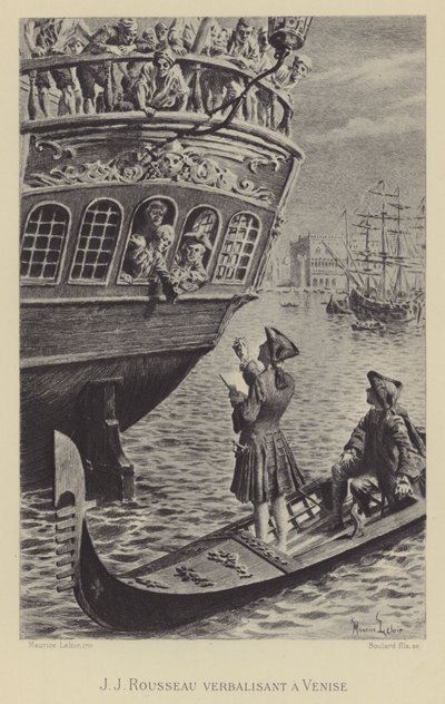 Jean-Jacques Rousseau Velencében (mélynyomás) alkotó: Maurice Leloir