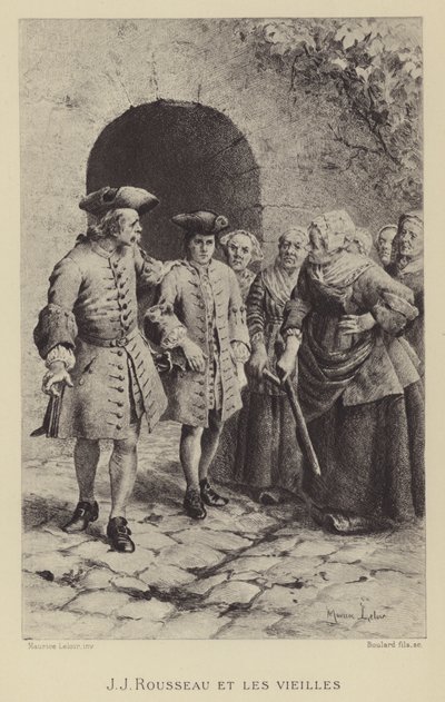 Jean-Jacques Rousseau az öregasszonyokkal (mélynyomás) alkotó: Maurice Leloir