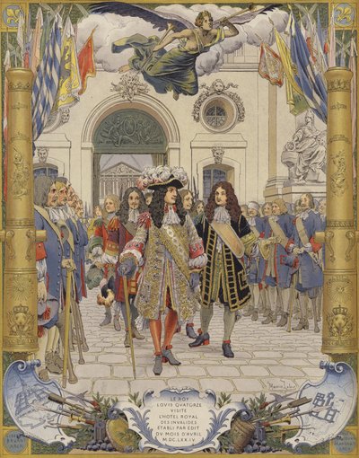 XIV. Lajos király és a Hotel Royal Des Invalides megnyitása alkotó: Maurice Leloir