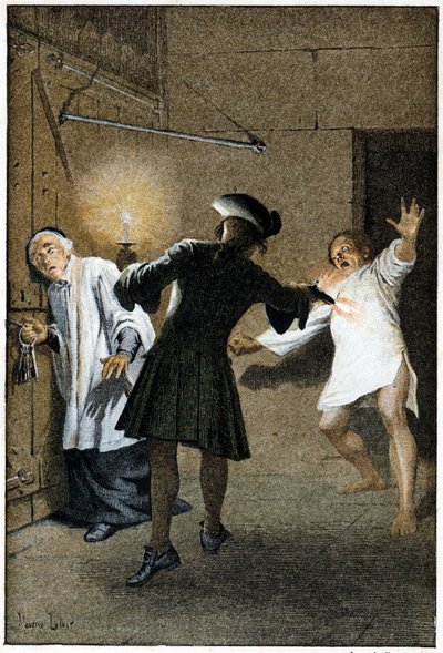 A szökés – Prevost abbé (1697-1763), francia író „Manon Lescaut és a Chevalier Des Grieux története” című művében. Metszet Maurice Leloir rajzai alapján (1885). alkotó: Maurice Leloir