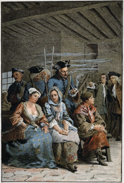 La Chaine - Prevost abbé (1697-1763), francia író „Manon Lescaut és a Chevalier Des Grieux története” című művében. Metszet Maurice Leloir rajzai alapján (1885). alkotó: Maurice Leloir