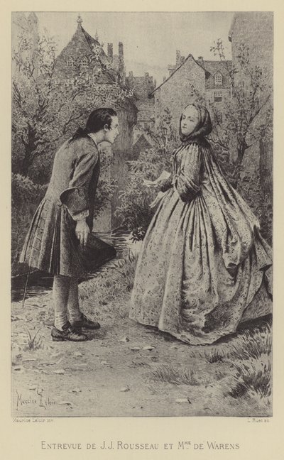 Jean-Jacques Rousseau és Madame de Warens találkozója (metszet) alkotó: Maurice Leloir