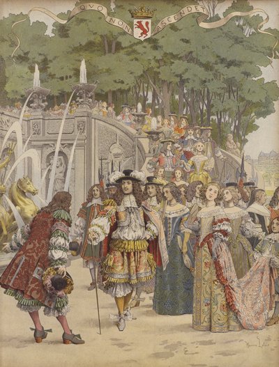 Nicolas Fouquet fogadja XIV. Lajos királyt Vaux-ban alkotó: Maurice Leloir